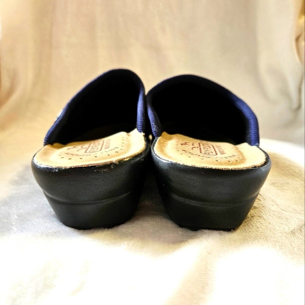 Fly Flot Women Anti-shock Anatomic Leather Navy Blue Slip On Clog Mule Shoes 7.5 - Picture 5 of 10